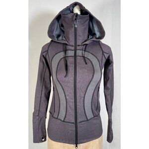 Vintage 90s Y2K LULULEMON Stride Full Zip Hoodie Heathered Gray Jacket Sz 2